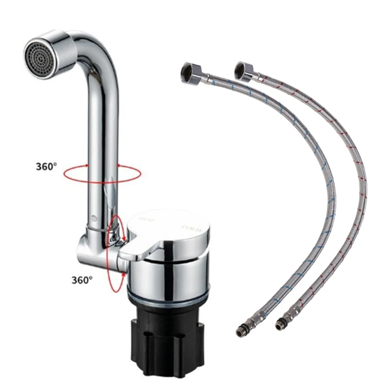 

Durable Kitchen Bathroom Hot/Cold Faucet RV Boat Yacht Rotatable Faucet