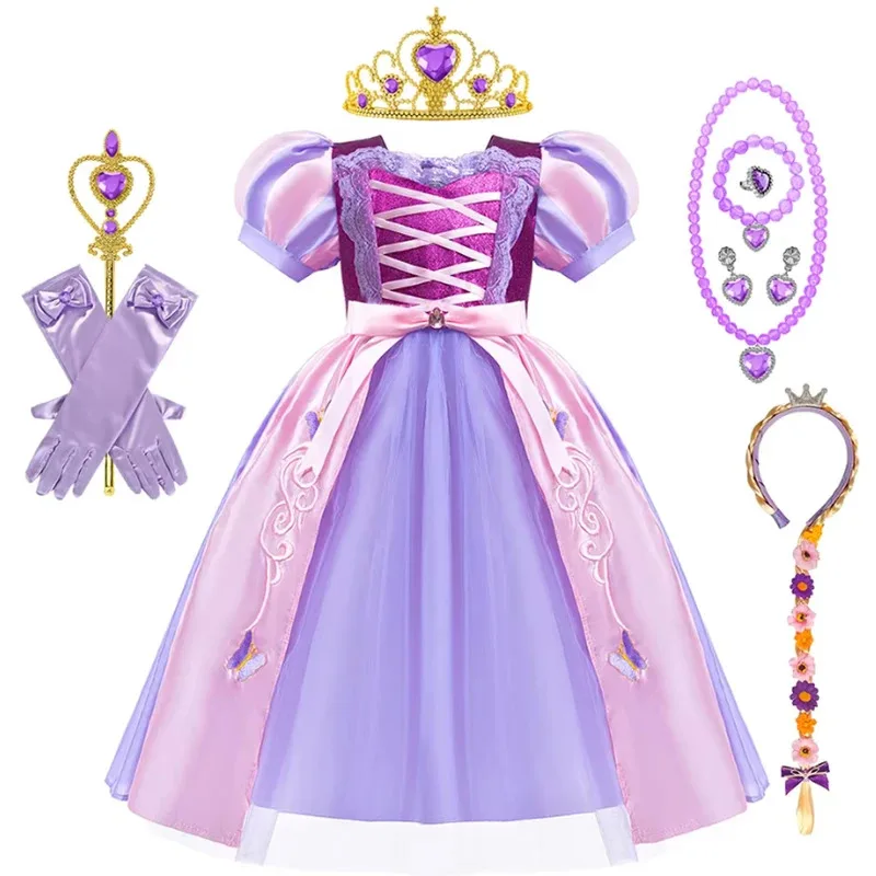 

Rapunzel Role Play Princess Dress Girls Birthday Party Clothes Kids Cosplay Carnival Halloween Stage Performance Costume