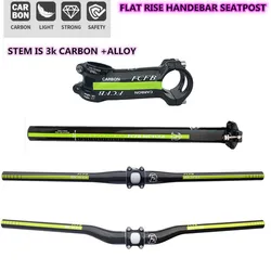 carbon Seatpost green carbon handlebar cycling handlebar set mtb Bike Rise/Flat Handlebar stem Cycling road bike mtb carbon