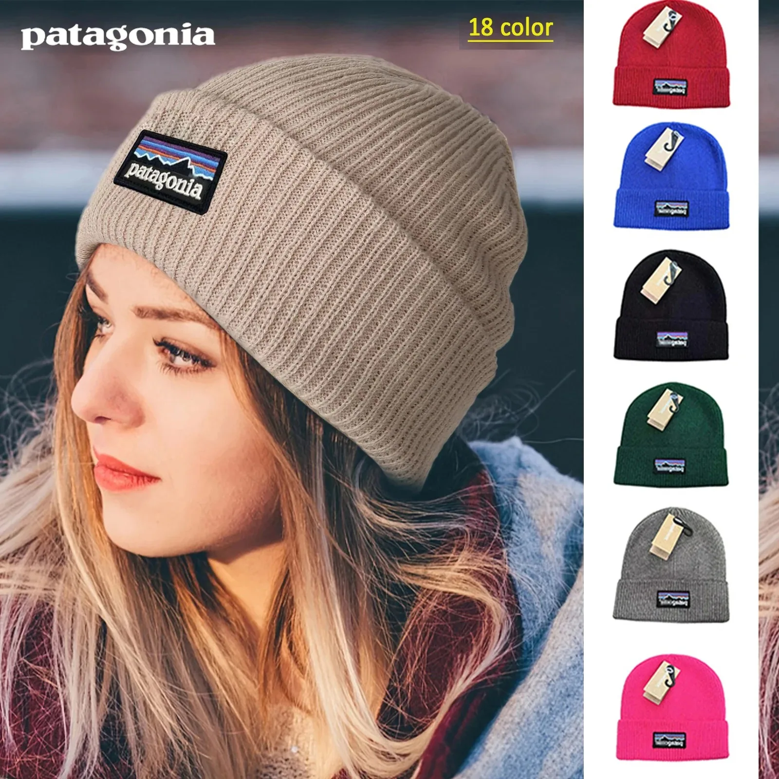 Gorros de lana unisex para hombre, gorro de punto grueso para invierno, gorro de doble capa de color sólido, gorro cálido de terciopelo.