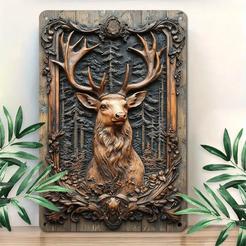 

Deer Theme Tin Signs, 2D Flat Printdeer Retro Metal Sign Wall Decor Gift for Indoor/ Outdoor Decor, Decorative Wall Poster