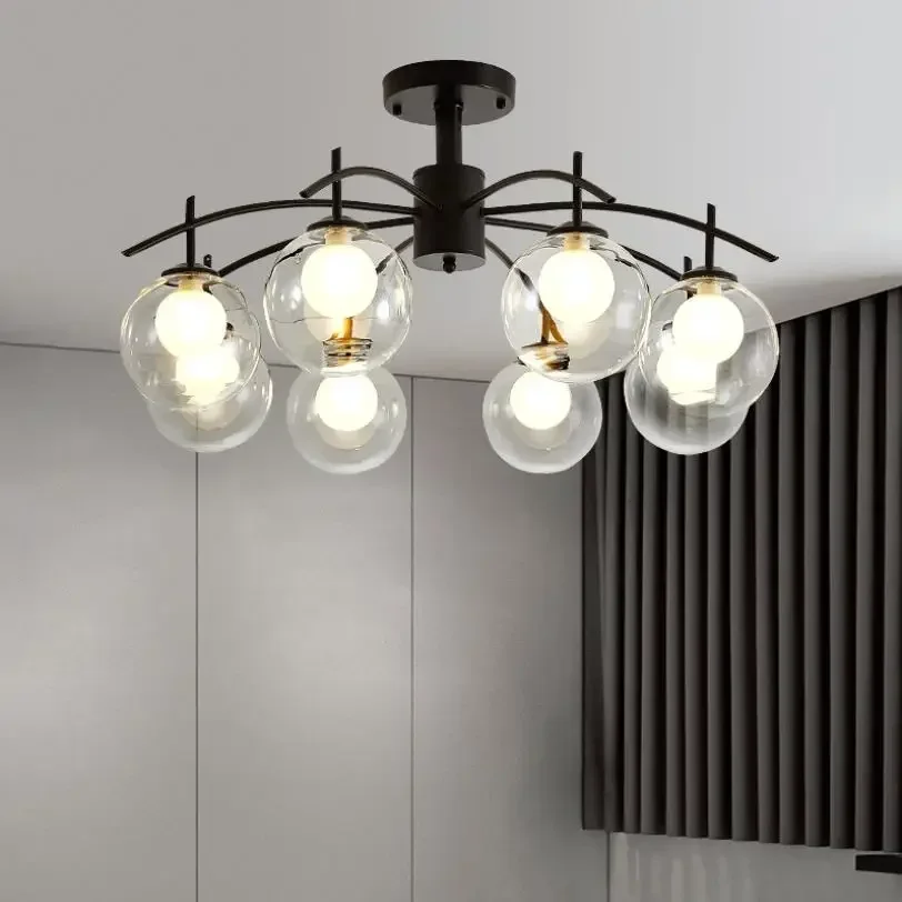 Simple modern led living room light transparent glass chandelier in northern Europe Hotel Club dining room Art Chandelier