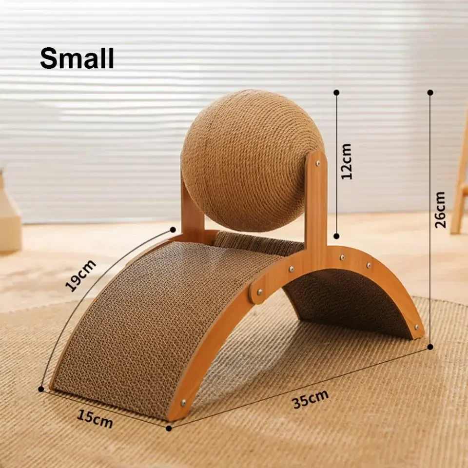 Hölzerner Katzenkratzball, 2-in-1-Kratzball für Katzen, Sisal-Kratzbrett, verschleißfestes Schleifpfoten-Spielzeug, Massivholzschaber für Katzen – Detail 9