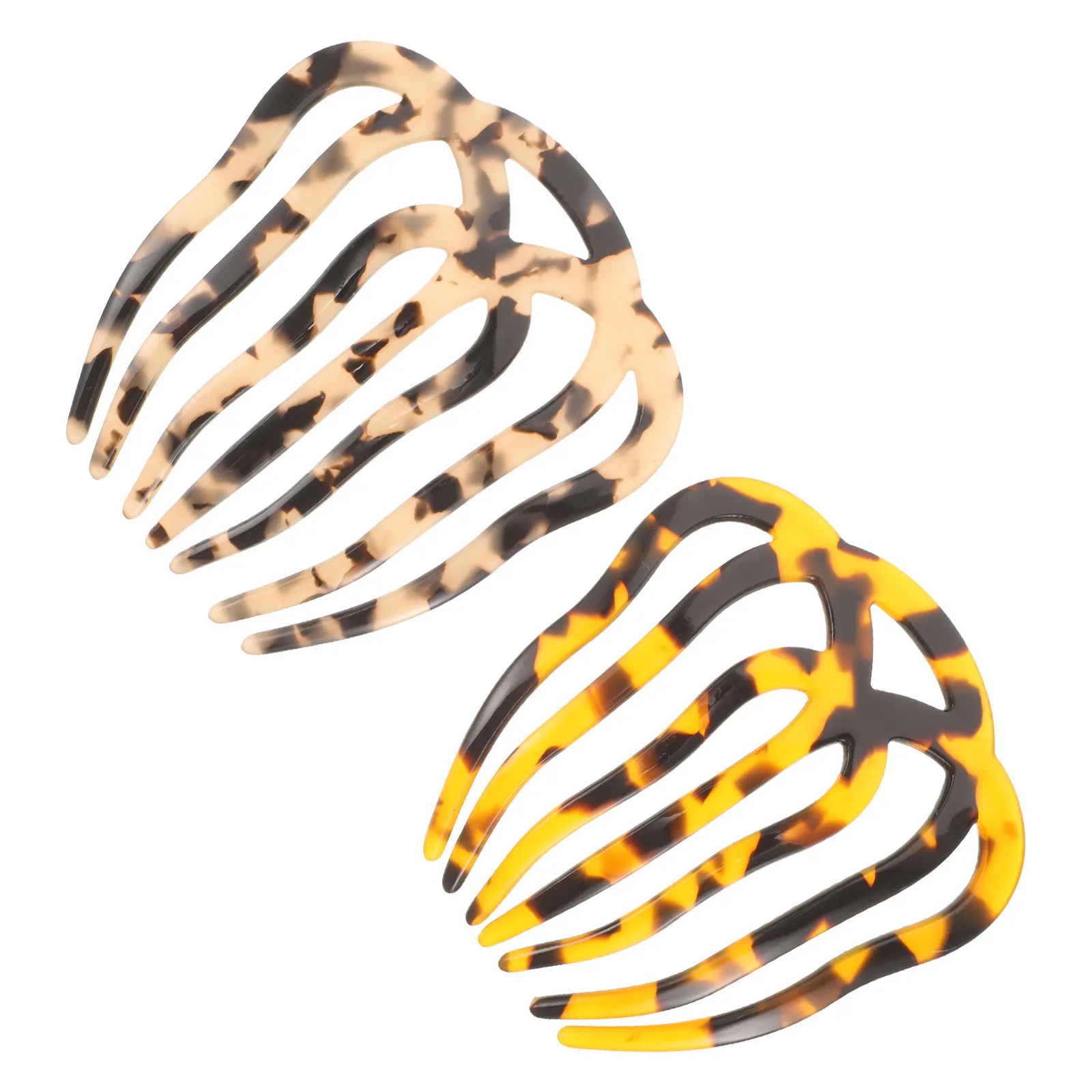 

Набор из 2 красивых расчесок для волос: уникальные аксессуары из ацетатного материала, шикарные декоративные украшения, простой дизайн с семью зубцами, идеально подходят для повседневного использования.