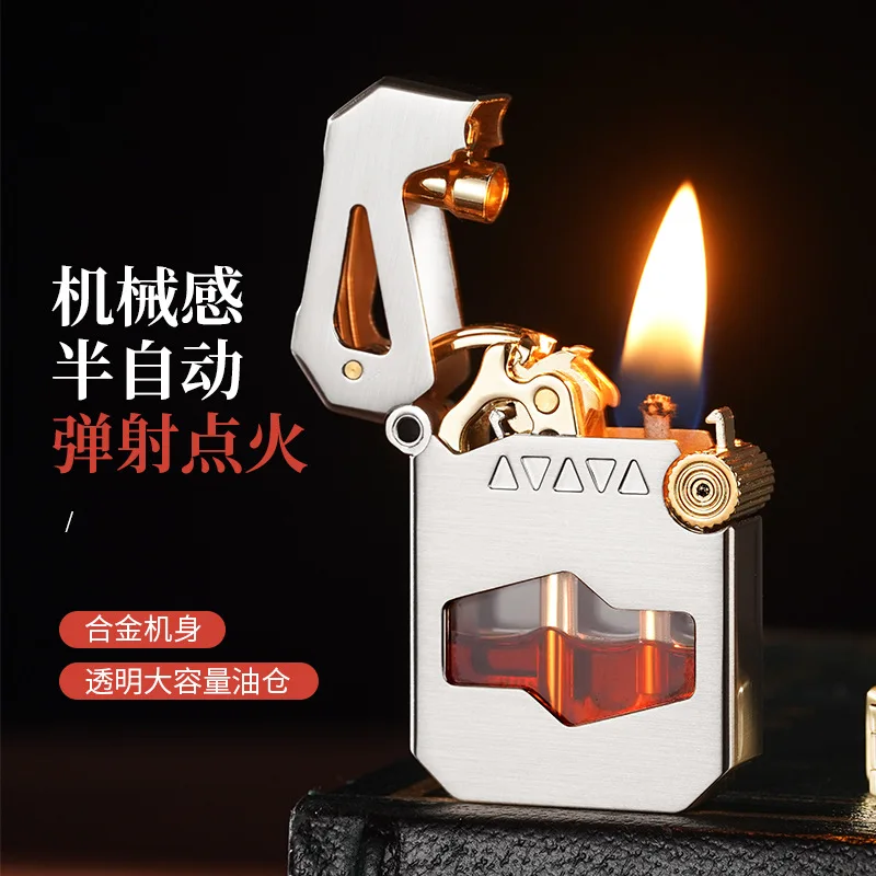 

Transparent Lighter Classic Flint Wheel Open Flame Lighter Stylish High End Men Lighter