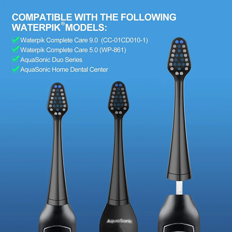 رؤوس فرشاة أسنان بديلة لطيفة وتأثيرات 10 قطع عبوات فرشاة متوافقة مع Waterpik Complete Care 5.0/9.0 (WP-861/CC-01)