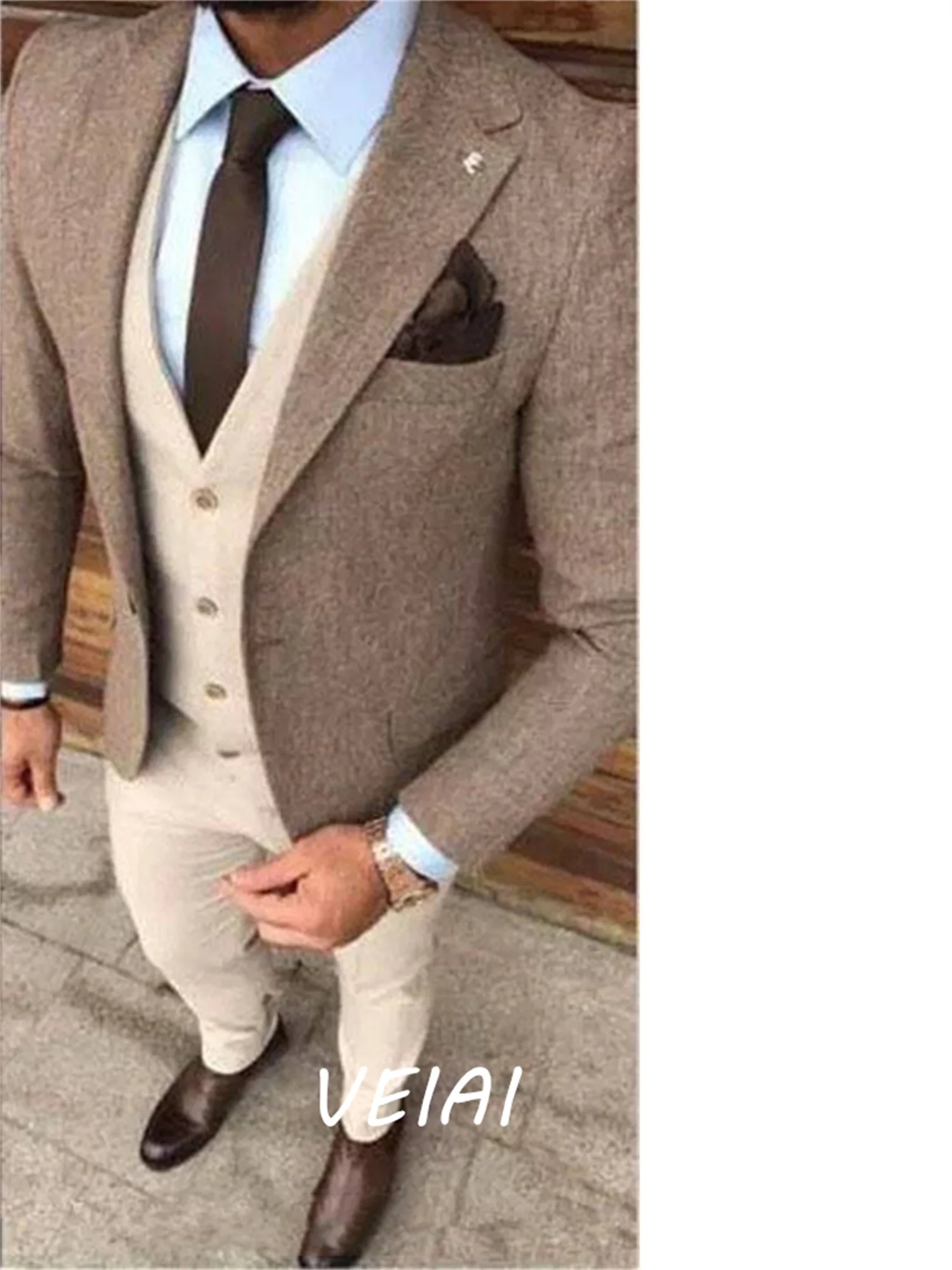 

CustomizedElegant Men's Business Suits Slim Fit Skinny Men Suits One Button Bridegroom Men Suit 3 Pieces(Jacket+Pant+Vest)