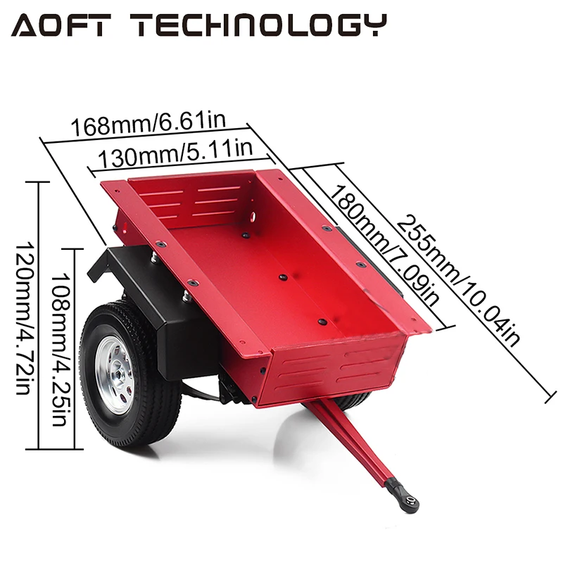 Metal Leaf Spring Trailer Car for 1/10 Scale RC Crawler Car Axial SCX10 90046 Traxxas TRX4 TRX6 Tamiya Redcat