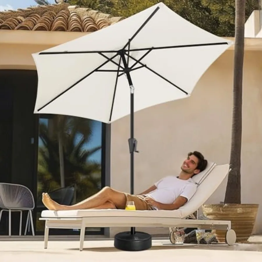 Patio Umbrella - Outdoor Umbrella with Push Button Tilt and Crank for UV Protection, Table Market Umbrella for Garden, Deck, Ba