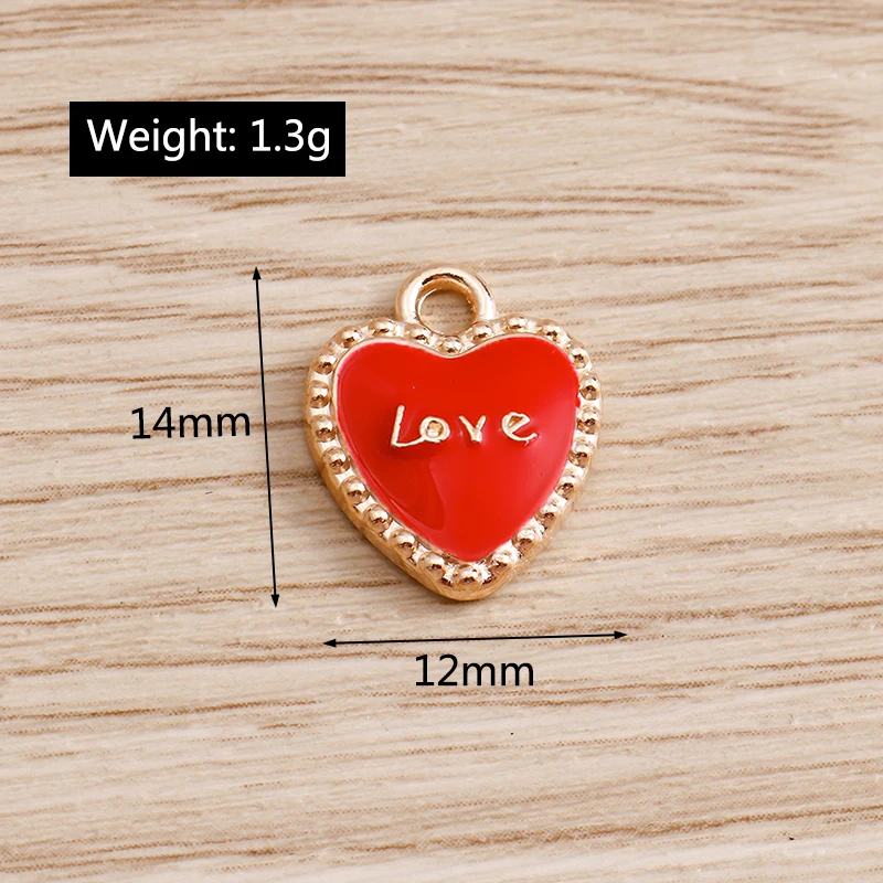 Tusember 10 Stück Neue Legierungs-Romantik-Valentinstags-Charms Rote Liebesherz-Anhänger für DIY-Armband-Schlüsselanhänger-Schmuckherstellung – Detail 18