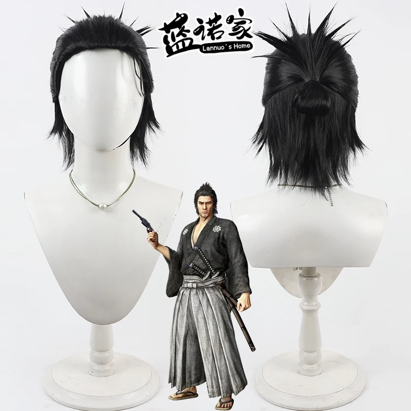 أنيمي مثل التنين إيشين ساكاموتو ريوما شعر مستعار تأثيري هالوين كرنفال الدعائم حفلة الشعر الاصطناعية + غطاء شعر مستعار