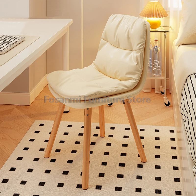 كرسي كمبيوتر منجد حديث مريح بأرجل خشبية ثابتة كرسي مكتب مريح للدراسة المنزلية كرسي كمبيوتر للألعاب للمساحة الصغيرة #2