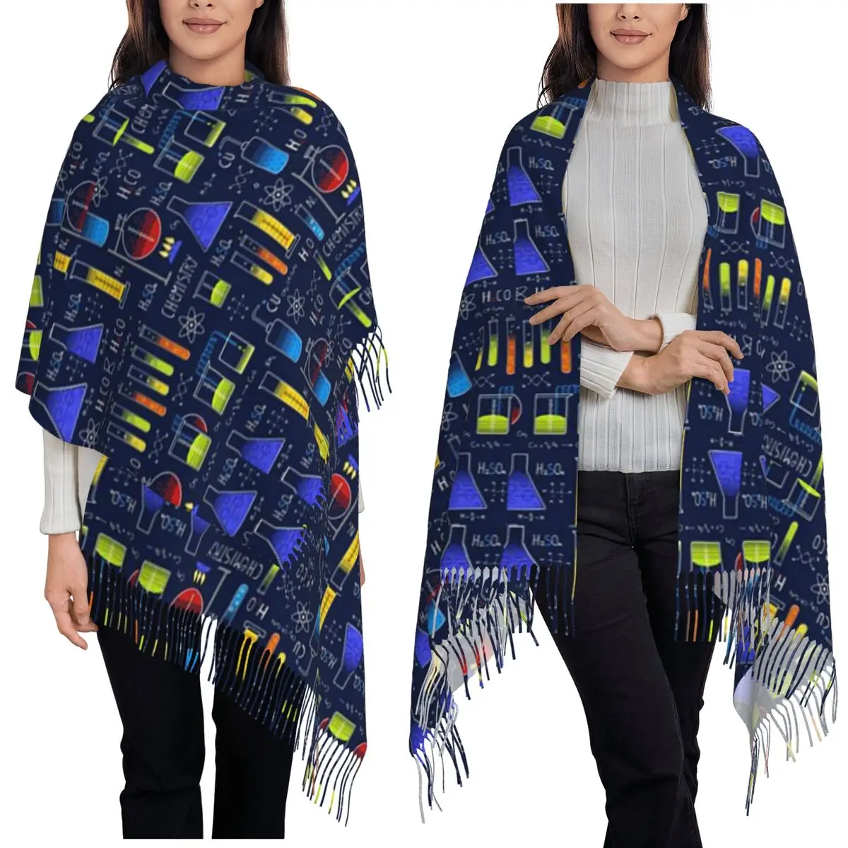 

Стаканы, лабораторная технология, наука, химия, шарф, шарфы с кисточками для женщин, мягкие шали и накидки, длинная осенне-зимняя шаль, накидка