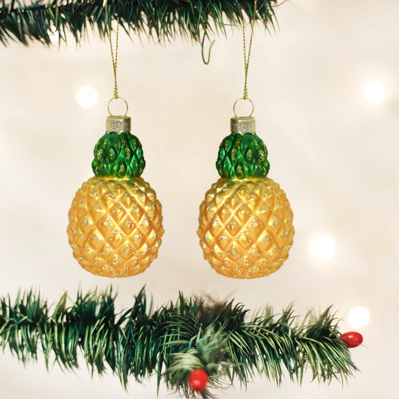 10Pcs Gold Pineapple Christmas Ornaments Clearance Sales Home Decoration New year's Decoration Christmas Tree 2024 Liquidation