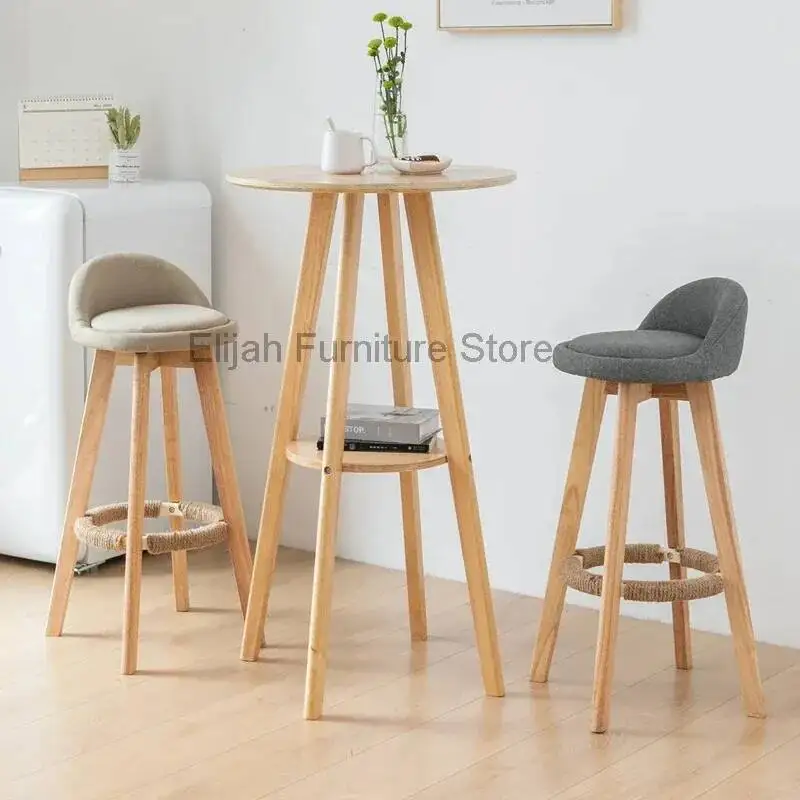 

Round Counter Small Home Table Simple Bar Balcony Bar Table Coffee Shop High Stool Solid Wood Bar Furniture Home