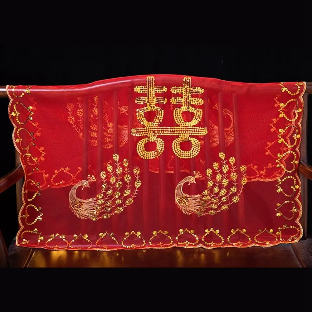 Tassel Red Veil Scarf Wedding Accessories Phoenix Embroidered Chinese Wedding Headwear Bridal Headwear Bride Veil Lace Veils