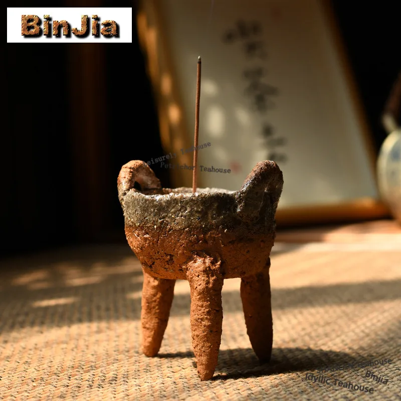 Coarse Pottery Sagger Mud Incense Holder Zen Garden Incense Burners Mosquito Repellent Incense Consecrate Censer Cafes Craft