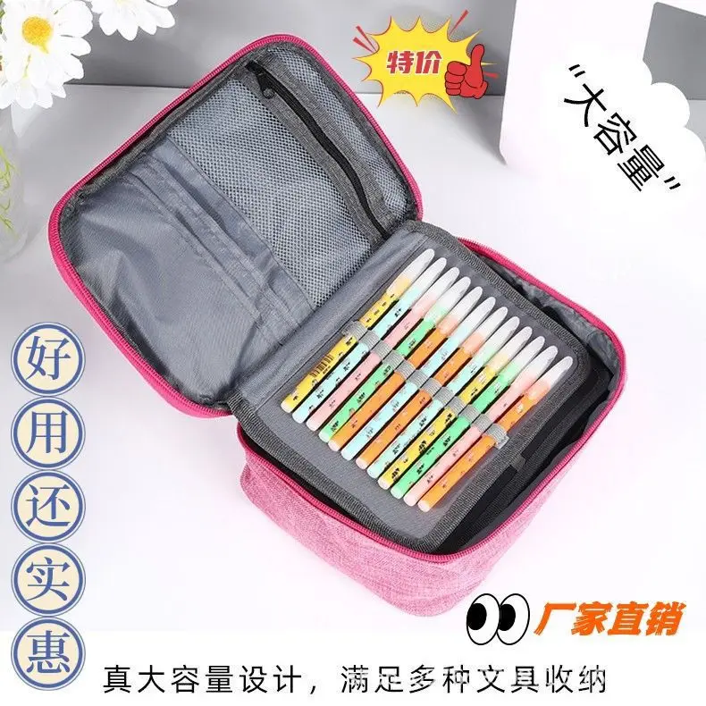 72 Holes Colored Lead Pencils Storage Bag Black Red Colors Large Capacity Case Box Holder School Supplies Stationery Student