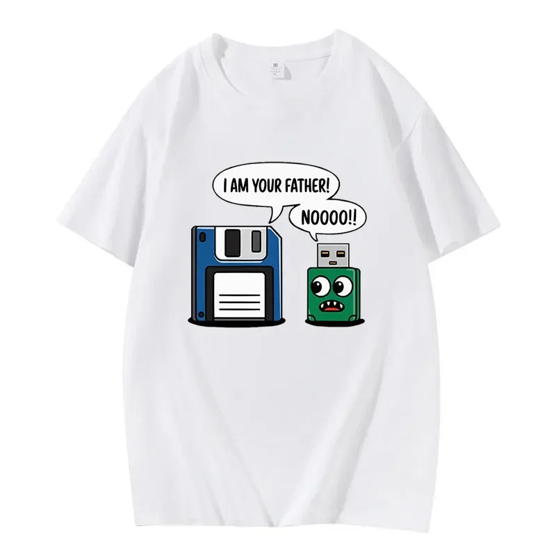 2025 الصيف مضحك الجرافيك الرجال المحملة الأب والابن القرص المرن الجرافيك قصيرة الأكمام عادية القطن طاقم الرقبة تي شيرت للرجال