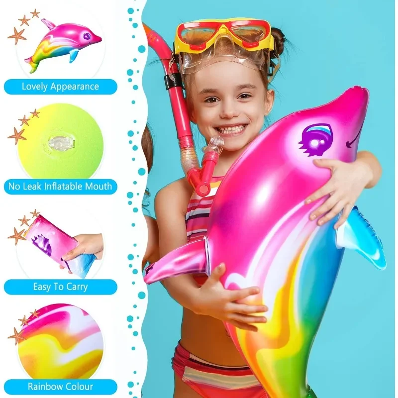 Float Water Sports Inflatable Toy Inflate Pool Beach Birthday Party Decoration Inflatable Dolphin Rainbow Inflatable Toy