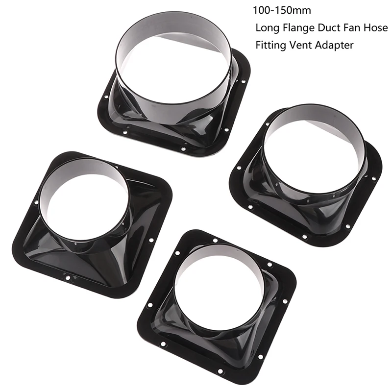 100-150mm Long Flange Duct Fan Hose Connector Air Ventilation Adapter for Kitchen Hood Ventilator Pipe Connecting Exhaust Outlet