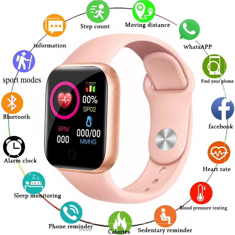 แฟชั่นสมาร์ทนาฬิกาผู้ชายผู้หญิง Smartwatch Heart Rate Step แคลอรี่ฟิตเนสติดตามกีฬาสร้อยข้อมือสำหรับ Apple Android นาฬิกา