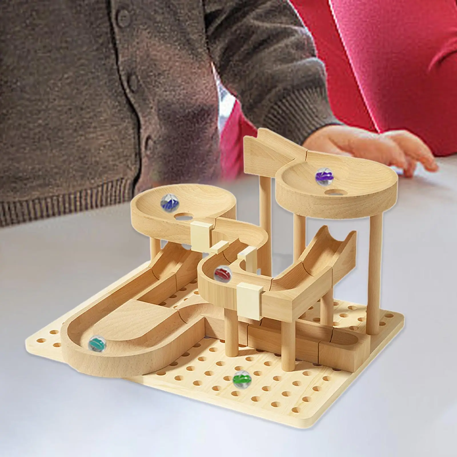 DIY Wooden Track Marble Toy DIY Building Kits Crafts Brain Teaser Castle Track Marble Run 3D Wooden Puzzle for Birthday Gift