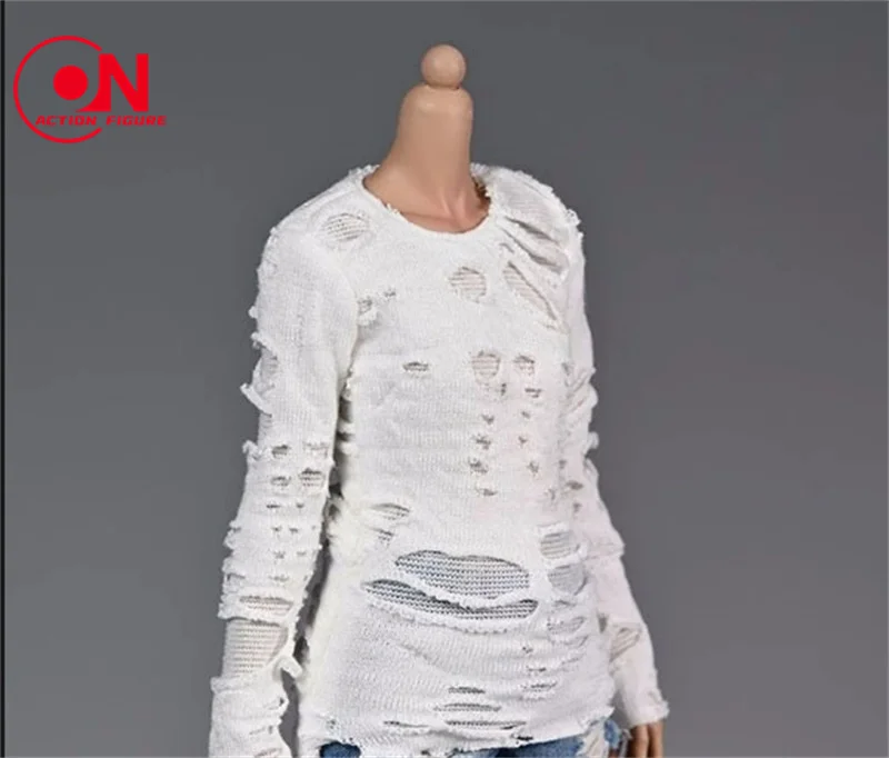 1/6 Schaal Vrouwelijke Gewassen Denim Vest Been Cover Shorts Rimpel Gat T-shirt Kleding Model Fit 12 ''Soldaat Action Figure body Poppen