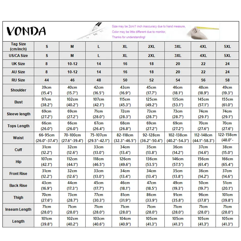 VONDA Women Pant Sets Striped Long Sleeve Round Neck Pleated Waist 2 Piece Outfit Casual Tops Wide Leg Pants Matching Sets 2PCS