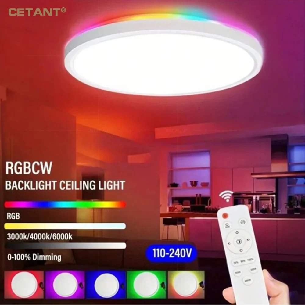 Modern LED RGB Ceiling Light With Remote Control For Bedroom Living Room Graffiti colourful Dimming Home Indoor Lighting Fixture