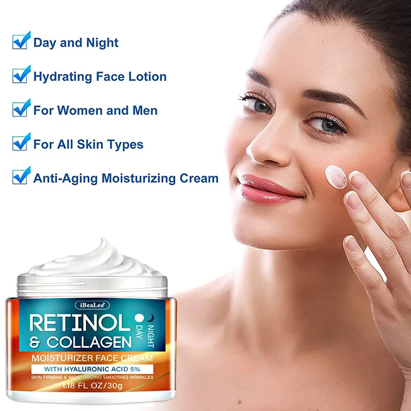 Collagen Face Cream Retinol Remove Wrinkles Lifting Firming Anti-Aging Fades Fine Lines Moisturizing Brighten Skin Care Cosmetic