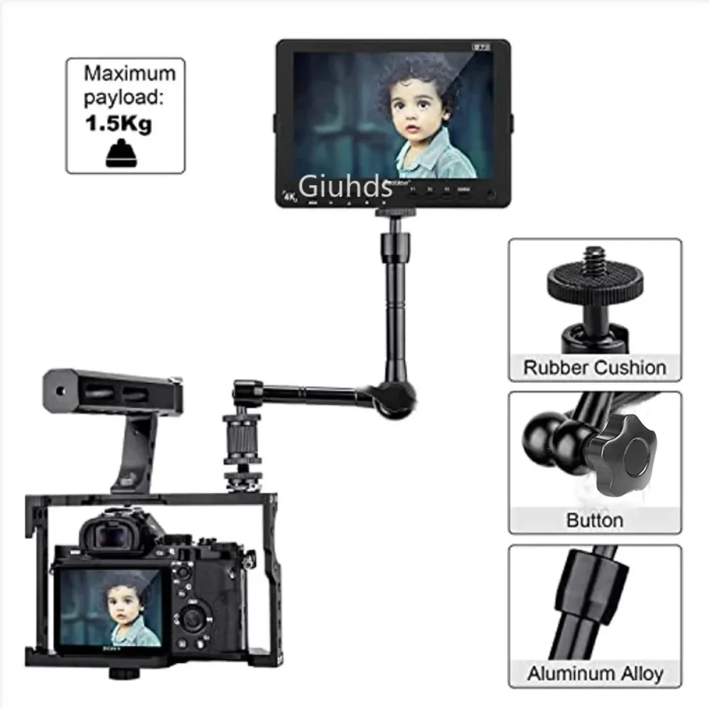 関節式アームとスーパークランプ,DSLRカメラ,LCDモニター,LEDビデオライト,カメラアクセサリー,7 "または11"