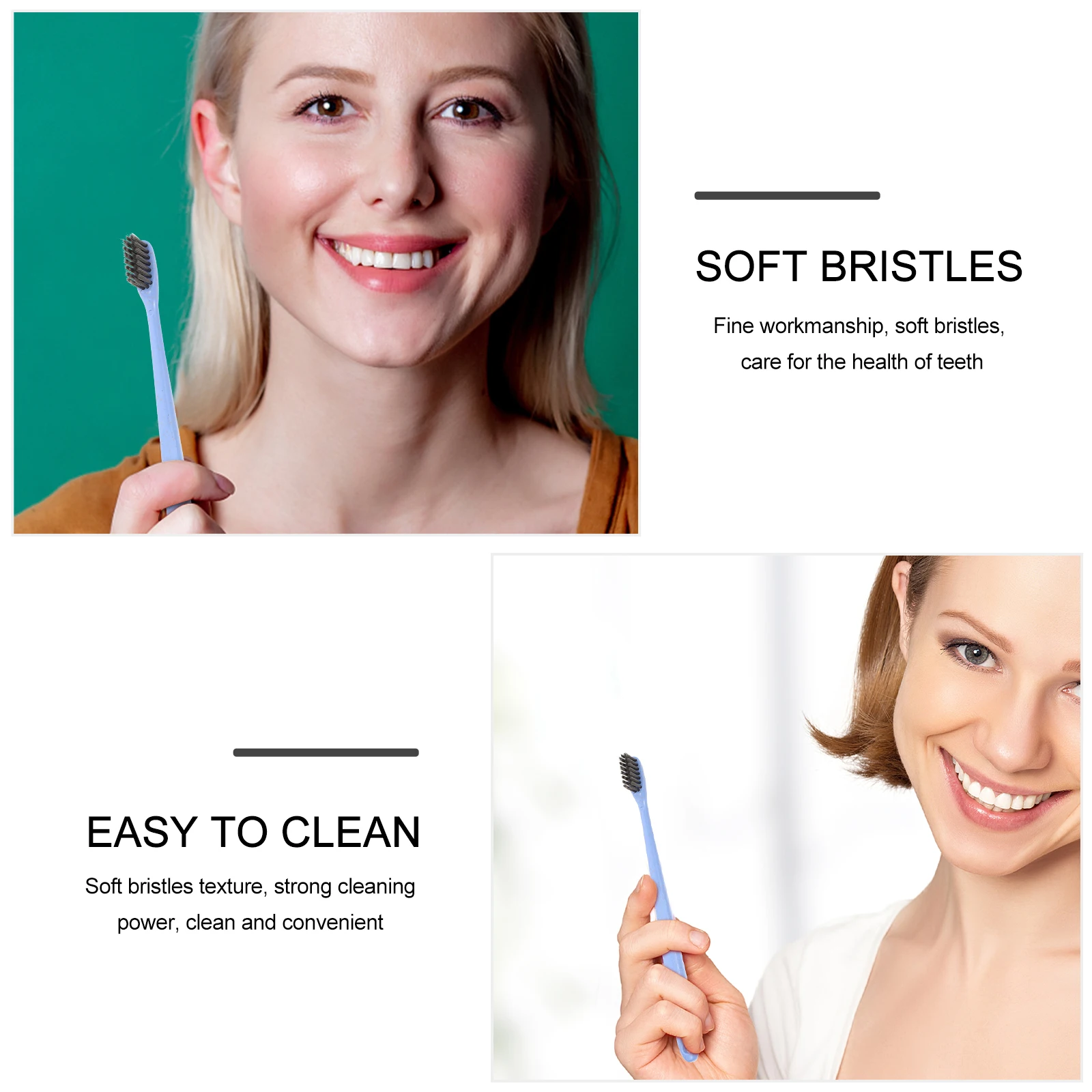 

10Pcs Bamboo Charcoal Bristle Toothbrush Oral Care Adult Wheatstraw Handle Durable Long Lasting Antislip Ergonomic Design