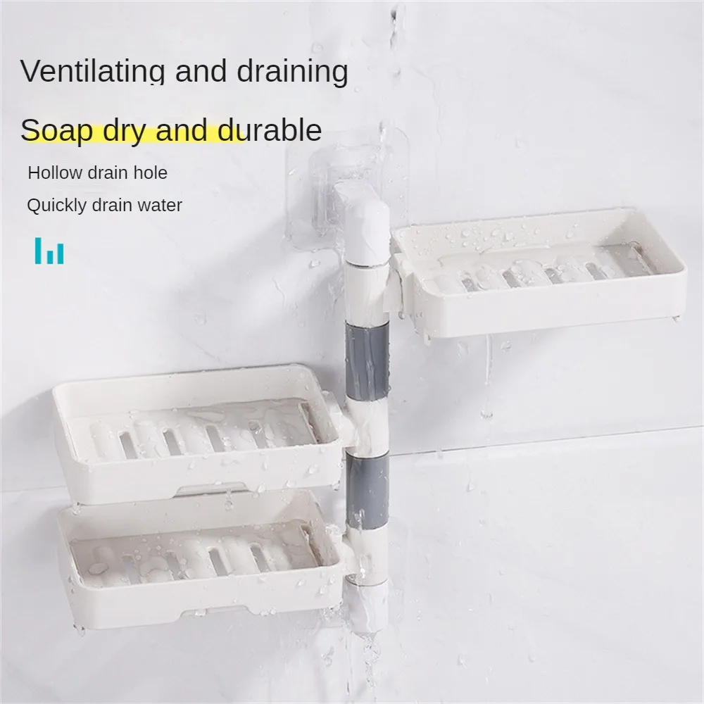 Soap Rack No Drilling Three-layer No Punching Drain Rotable Storage Rack Soap Holder Creative Drainage Storage Rack Soap Box