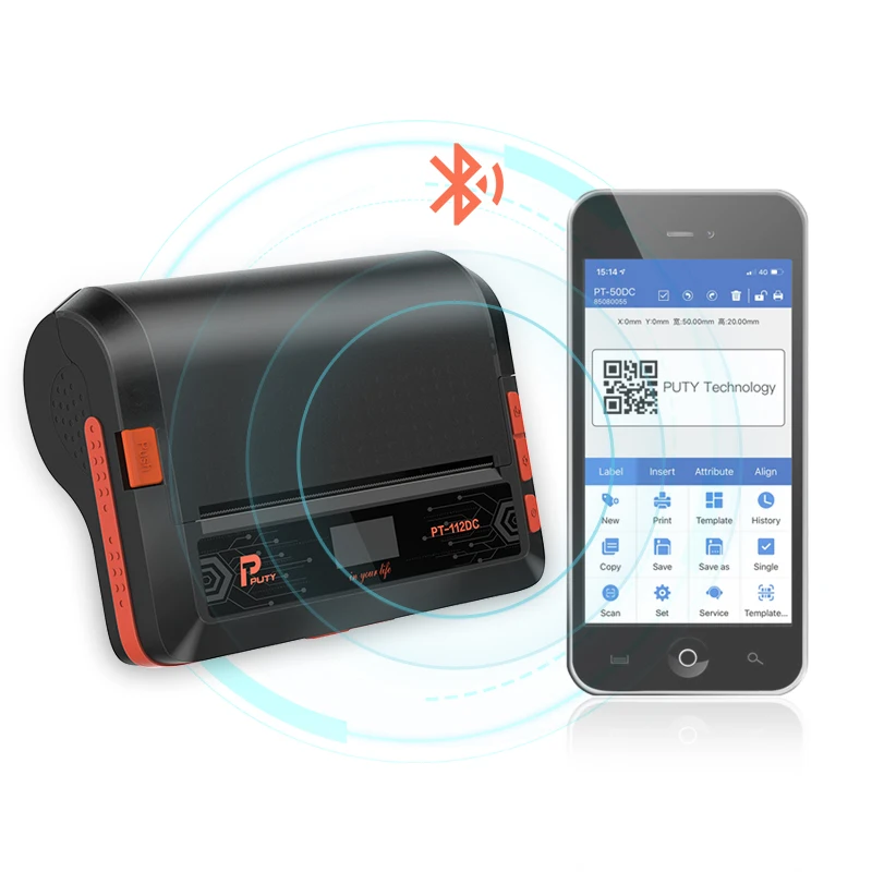 PT-112DC 108 مللي متر تسمية اللاسلكية الحرارية طابعة ملصقات الشحن 4x6 طابعة باركود الطباعة الحرارية اللون USB نقطة مصفوفة 90 يوما