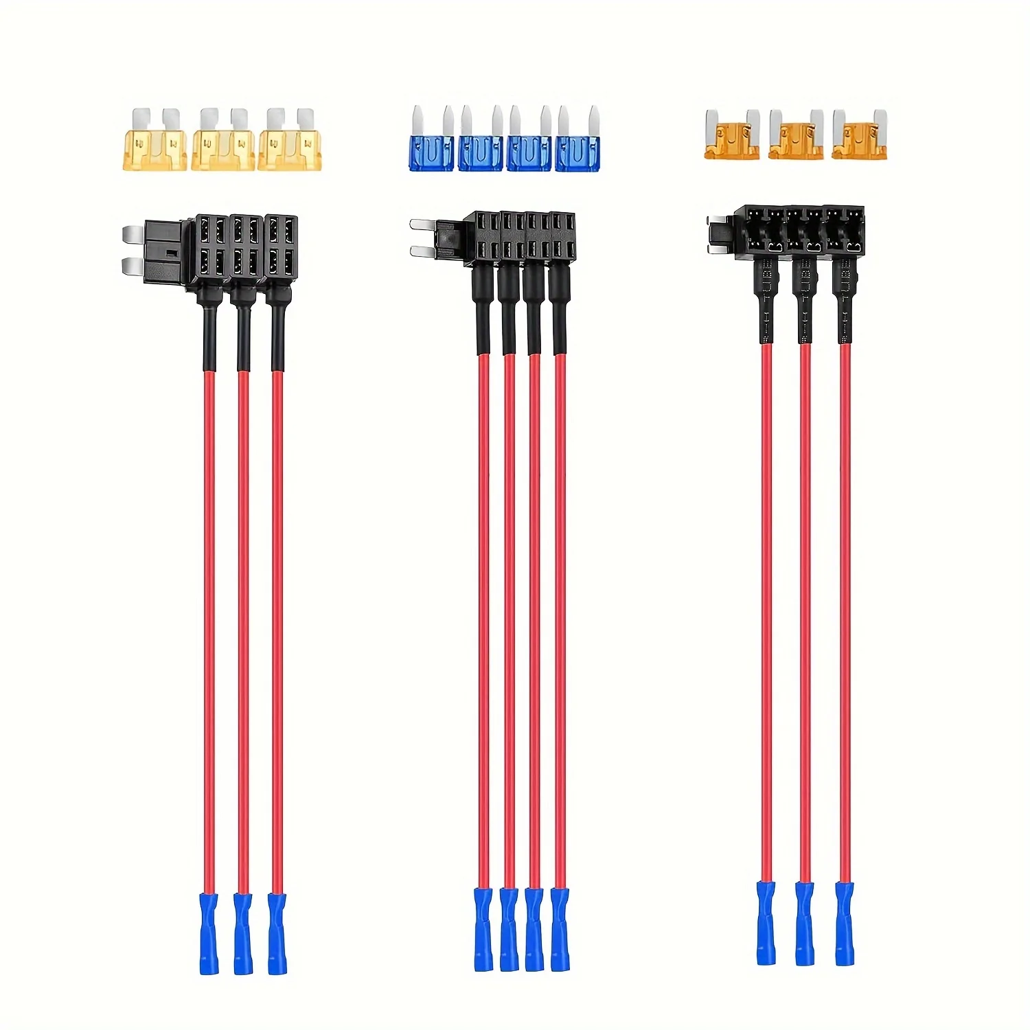 10PCS Automotive Fuse Tap Adapter Set PP Material Uncharged Power Add-A-Circuit Holder Extension with 10 Connectors for Vehicle