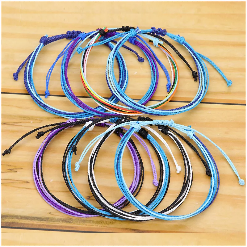 New Jewelry Taiwan Wax Thread Hand-woven Bracelet Multi-color Rope Braids Friendship Bracelet BR1007