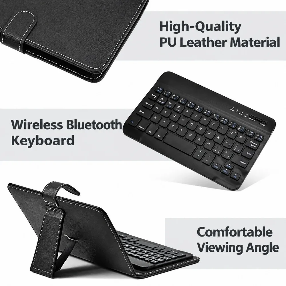 Black Keyboard Protective Cover Wireless Shockproof Bluetooth Keyboard Flip Case Cover Scratch-resistant with Stand