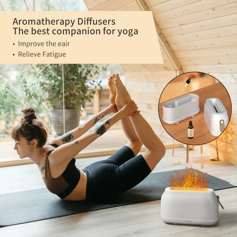 Hogar New Analog Flame Humidifier USB Home Atmosphere Light Air Purifier Aromadiffuser Bedroom Atmosphere Essential Oil Diffuser