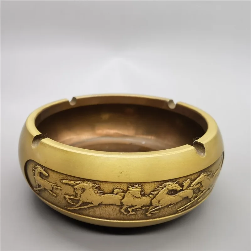 

Brass Ashtray Brass Incense Burner Ashtray Home Living Room Coffee Table Office Ten Thousand Horses Galloping Ahead Houde Cargo