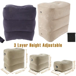 Inflatable Footrest Pillow PVC Flight Sleeping Footrest Rest Pillow 3 Layer Height Adjustable Car Bus Travel Foot Rest Pillow
