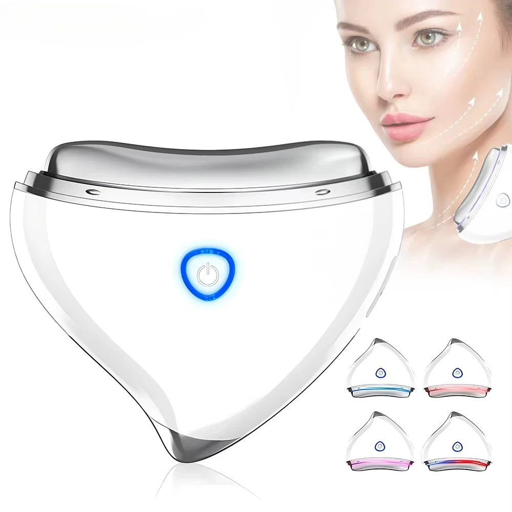 EMS Electric Guasha Massager Blue Red Light Face Lifting Firming Thin Beauty Device Desalination Fine Lines Jaw Line Massager