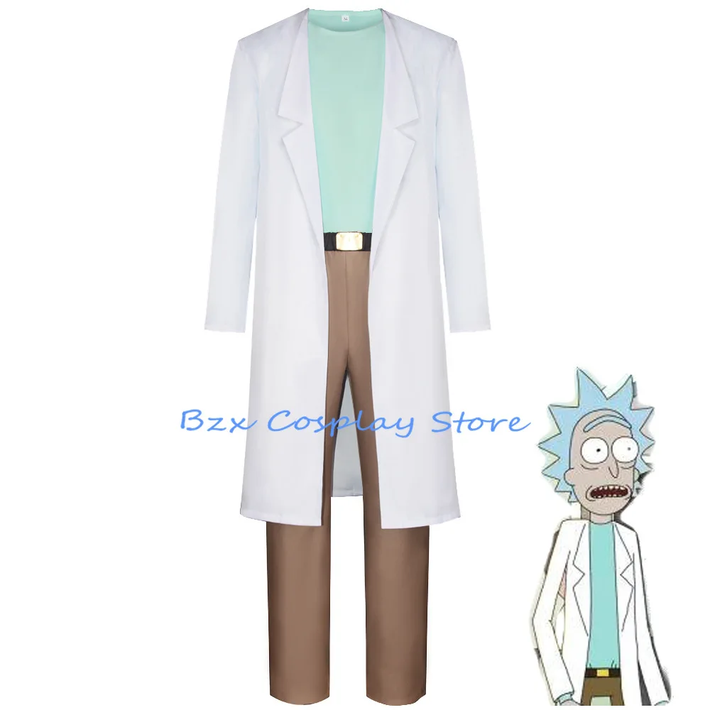 Genius Scientists Rick Cosplay Anime Costume Uniform Outfits Halloween Carnival Suit for Men Kid