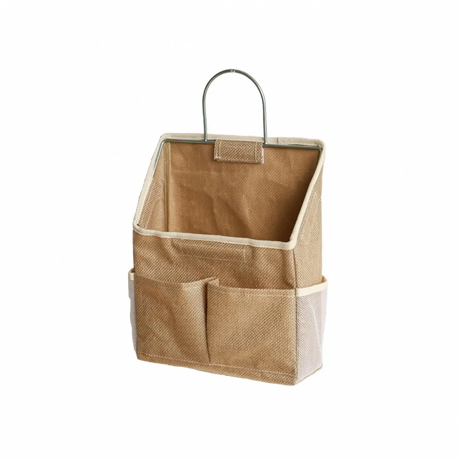Wall Mounted Cotton Linen Fabric Hanging Pouch Organizer with Pockets for Bedroom Dorm Storage