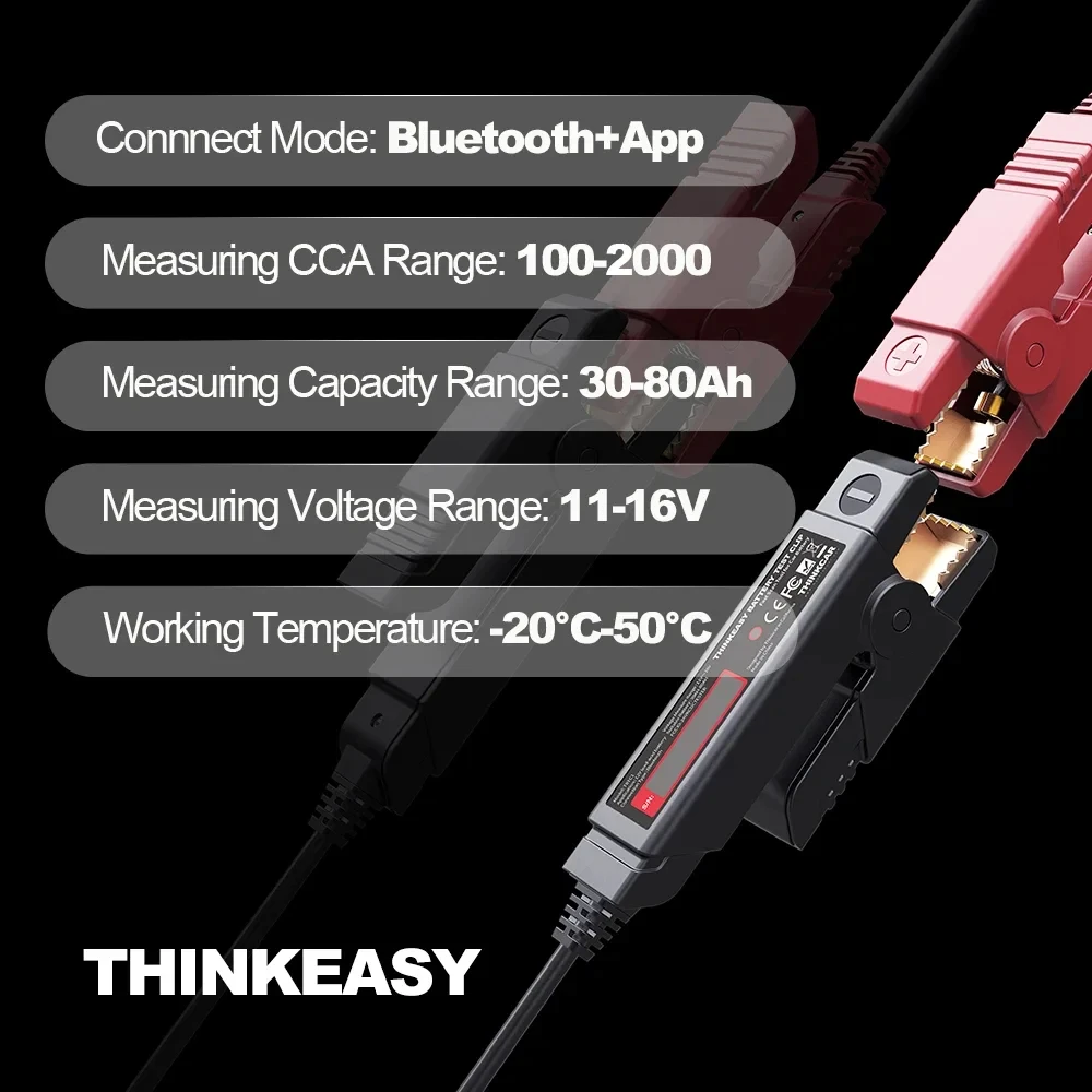 2024 NEW THINKCAR Thinkeasy Bluetooth Vehicle Battery Tester 12V 2000CCA OBD2 Auto Car Diagnostic Tools For IOS/Andriod