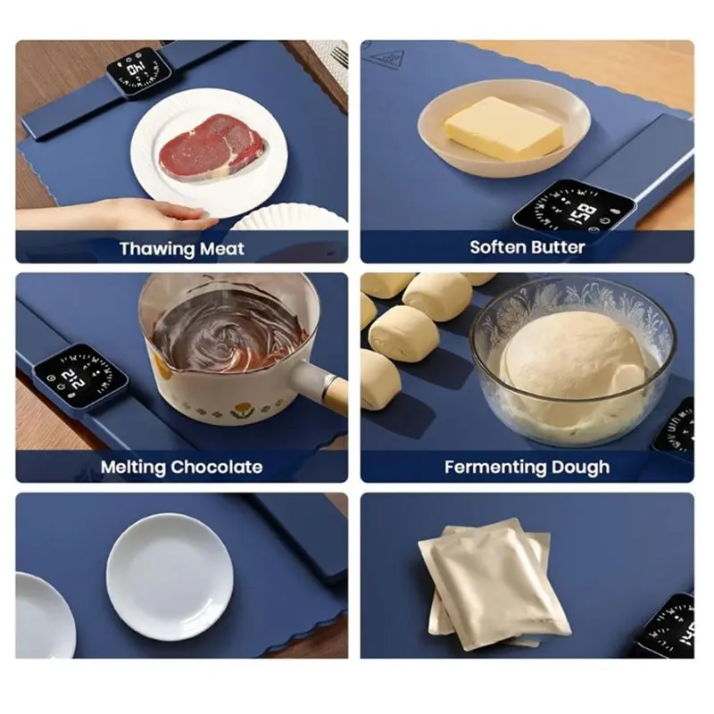 M11K-Warming Mat For Food With 5 Temperature Settings, Silicone Electric For Buffet, Party& Home Warming Pad US Plug