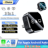 Carplay Wireless Adapter for Apple Airplay Android Auto 3in1 Box AI Smart Car System Plug and Play Auto Connect Car Play 2025