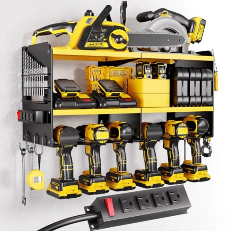 

Lar Power Tool Orgazer Wall Mount wit Carging Station 3 Layer eavy Duty Metal Tool Stora Rack Loads 420ls wit 6 Cordl Drill old