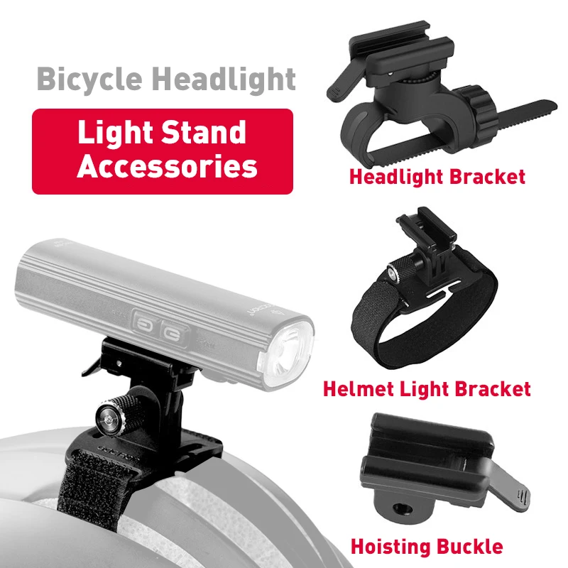 Bicycle Headlight Holder Helmet Light Bracket Gopro Adapter Headlight Wire Switch Ultra-Light Quick Mount Bike Front Light Stand