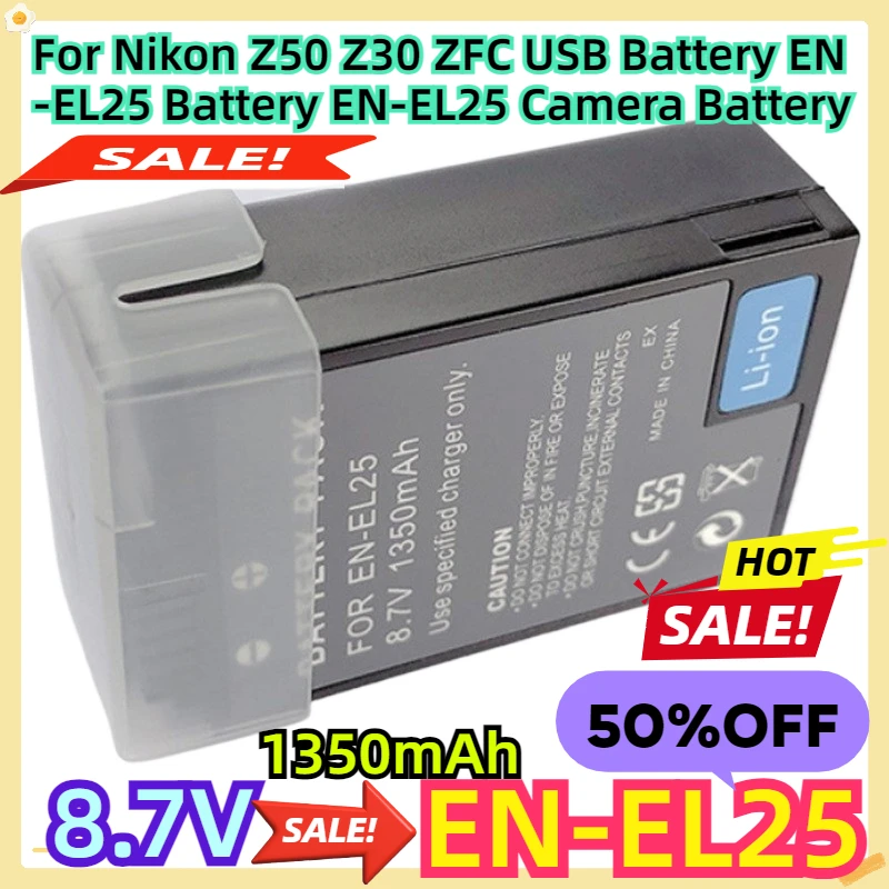 

For Nikon Z50 Z30 ZFC USB Battery EN-EL25 Battery 8.7V 1350mAh EN-EL25 Camera Battery